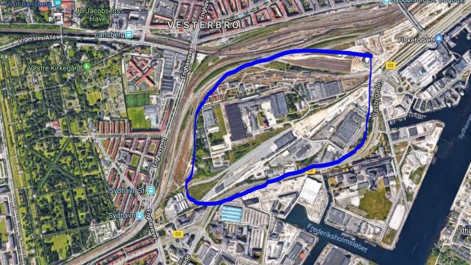 Den blå cirkel omkranser området i København kaldet Lille Vesterbro. | Foto: Google Maps.