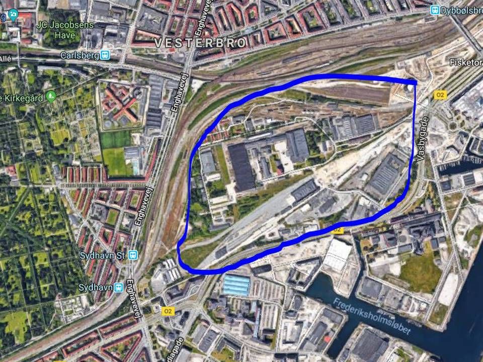 Den blå cirkel omkranser området i København kaldet Lille Vesterbro. | Foto: Google Maps.