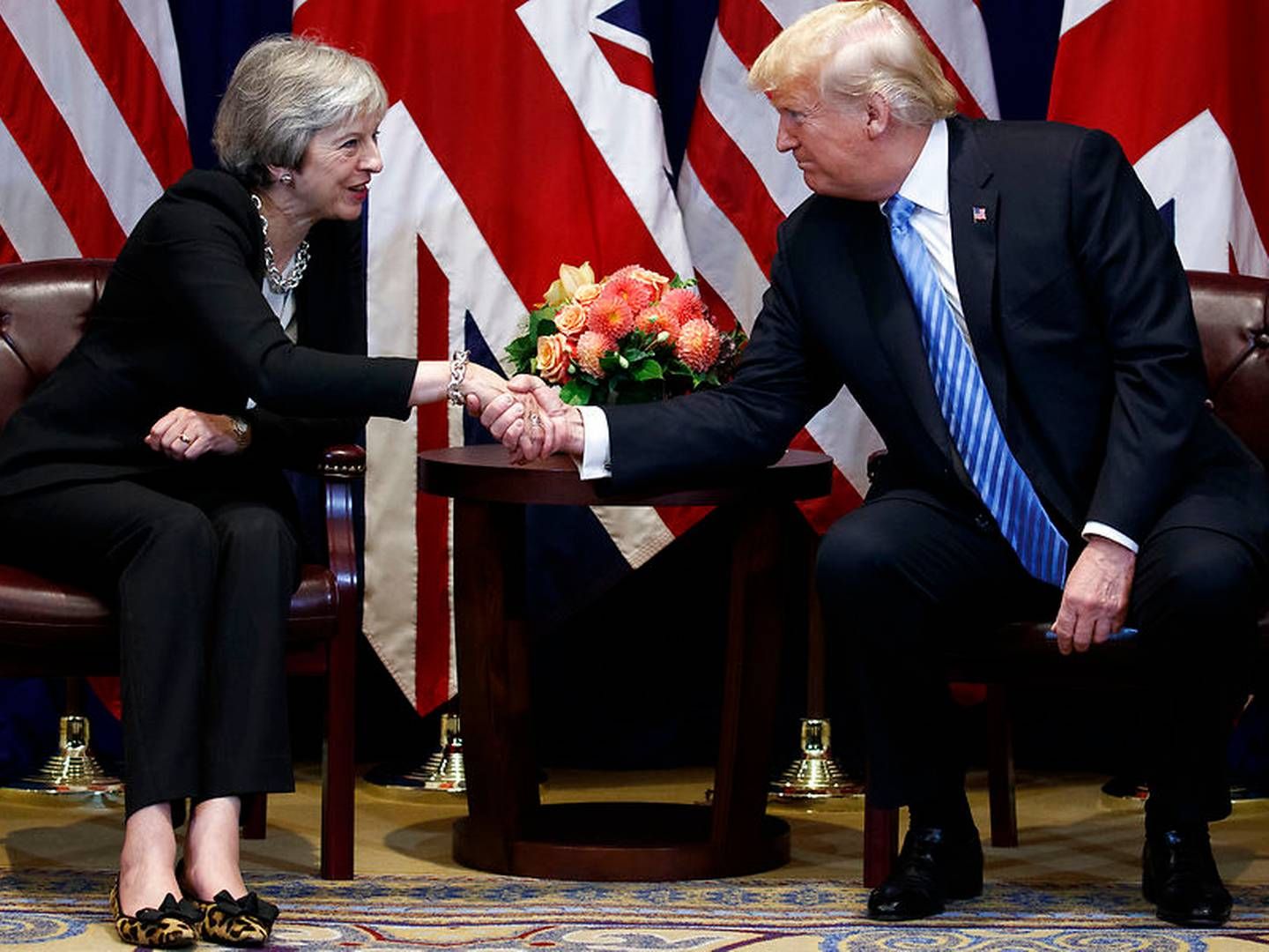 Statslederne Theresa May og Donald Trump mødtes i New York. | Foto: Evan Vucci/Ritzau Scanpix