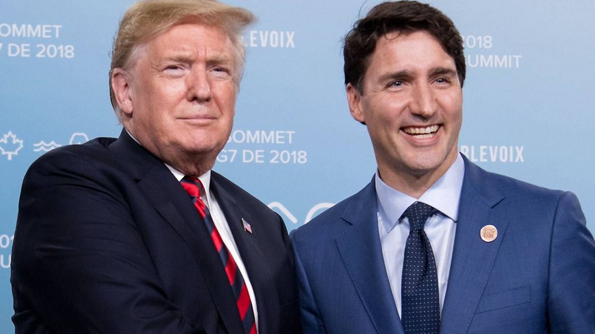 USA's præsident Donald Trump og Canadas premierminister Justin Trudeau mødtes i juni. I dag har de to lande indgået en frihandelsaftale, som også inkluderer Mexico. | Foto: Saul Loeb/Ritzau Scanpix
