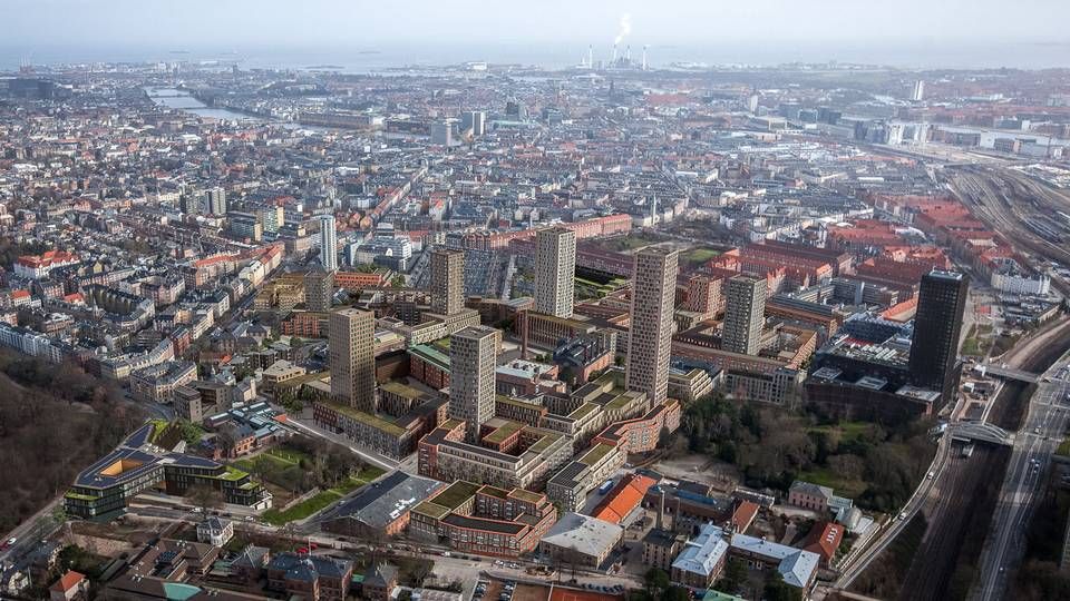 Visualisering af Carlsberg Byen, når områdets nye højhuse er skudt op over de kommende år. | Foto: PR-visualisering.