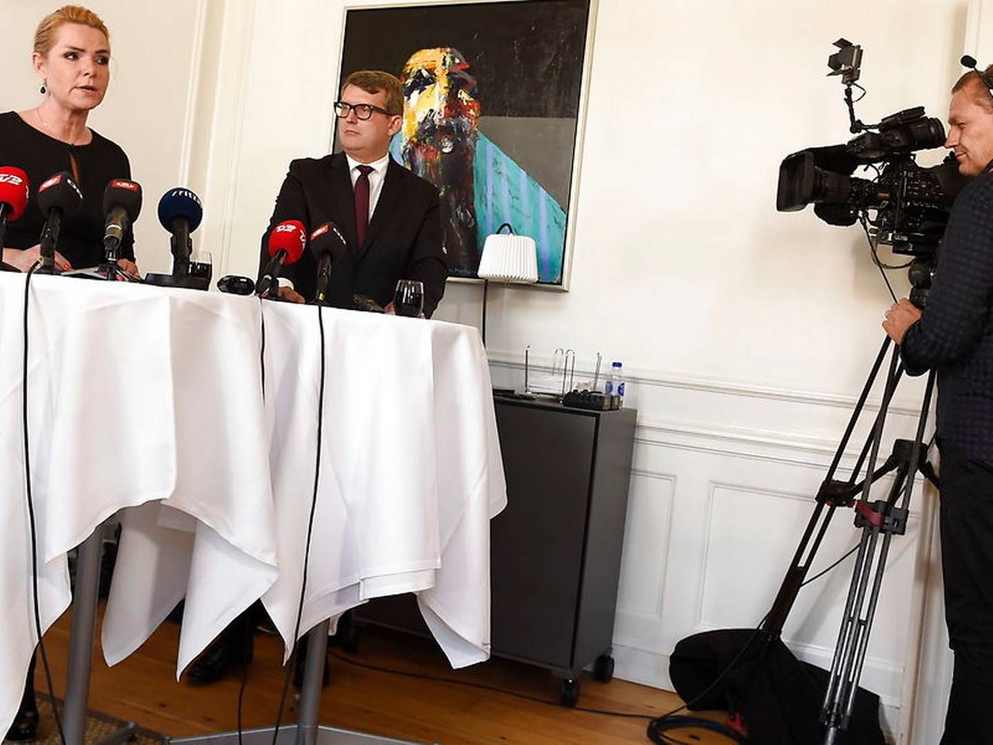 Integrationsminister Inger Støjberg (V) og beskæftigelsesminister Troels Lund Poulsen (V) præsenterede regeringens rekrutteringsudspil for to uger siden. | Foto: Liselotte Sabroe/Ritzau Scanpix