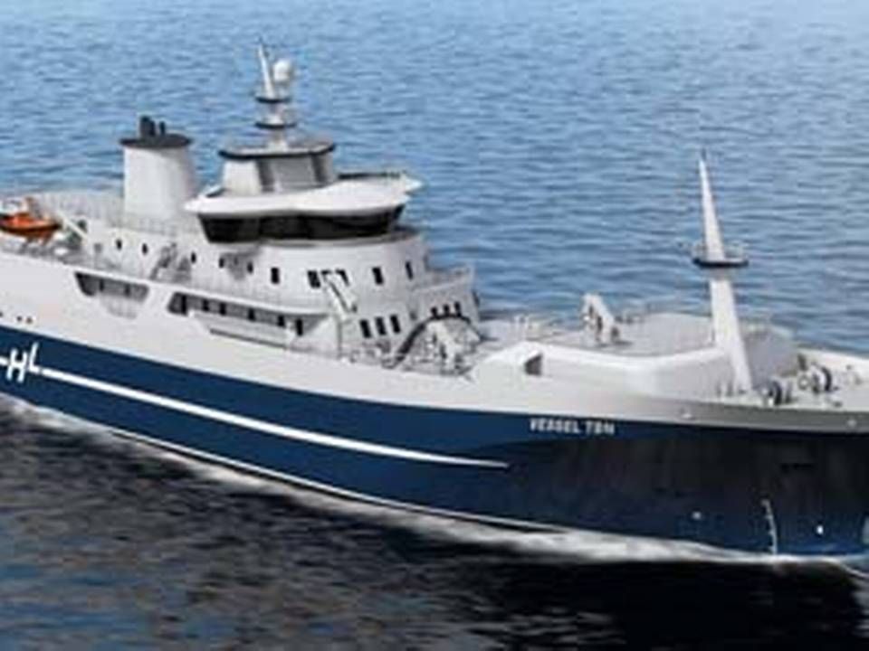 Det nye norske laksefartøj "Norwegian Gannet" designet af Wärtsilä Ship Design. Illustration: Wärtsilä | Foto: Illustration: Wärtsila