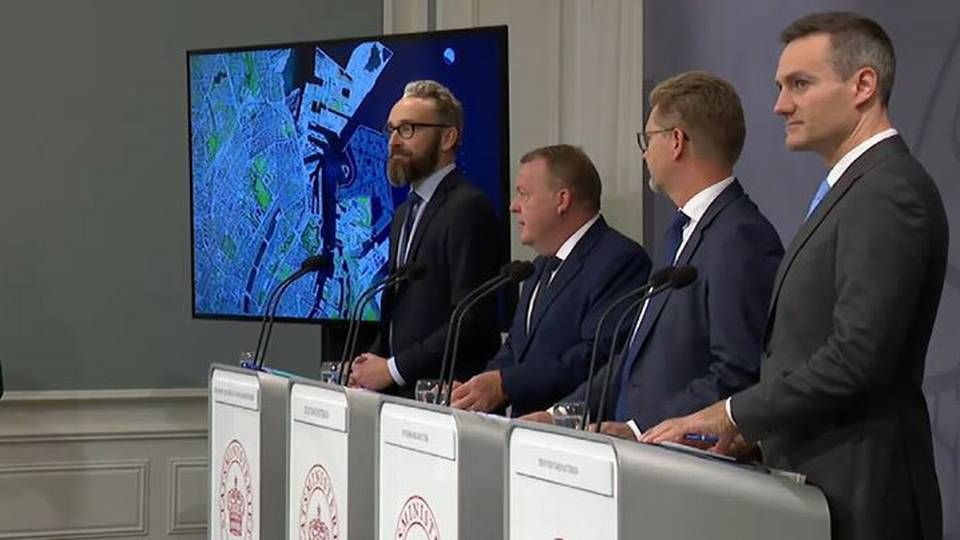 Pressemøde fra Spejlsalen 5. oktober 2018, hvor planerne om ny bydel i form af Lynetteholmen, metro, havnetunnel og klimasikring af København.