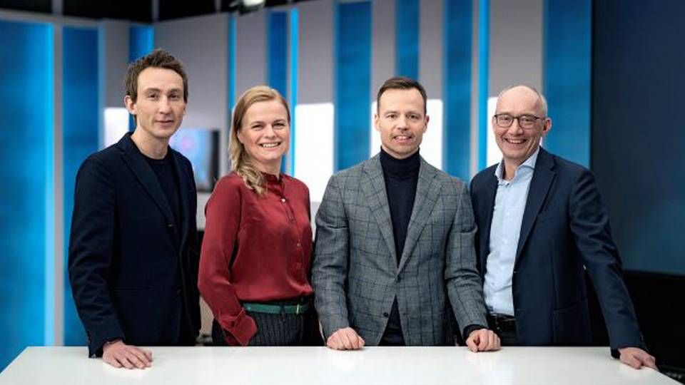 Deadline værterne fra venstre: Sigge Winther, Lotte Folke Kaarsholm, Jacob Rosenkrands og Niels Krause-Kjær | Foto: DR/Agnete Schlichtkrull