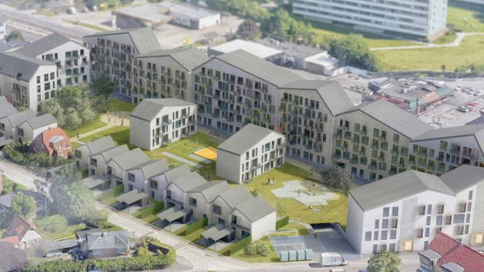 Bebyggelsen i Nordbjeg bliver i to til seks etager. | Foto: PR-visualisering, Eriksen Arkitekter.