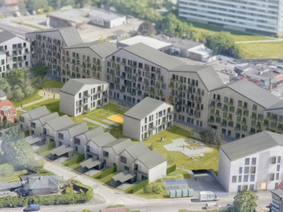 Bebyggelsen i Nordbjeg bliver i to til seks etager. | Foto: PR-visualisering, Eriksen Arkitekter.
