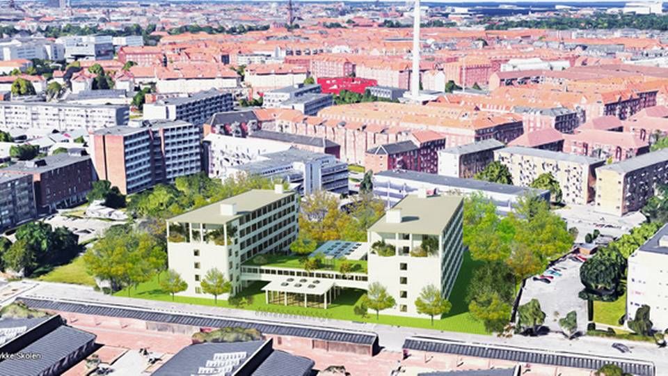 Bygningskomplekset på Birketinget 6 på Amager i København skal omdannes til 302 studieboliger, der polstrer Basecamps portefølje i Danmark yderligere. | Foto: PR.
