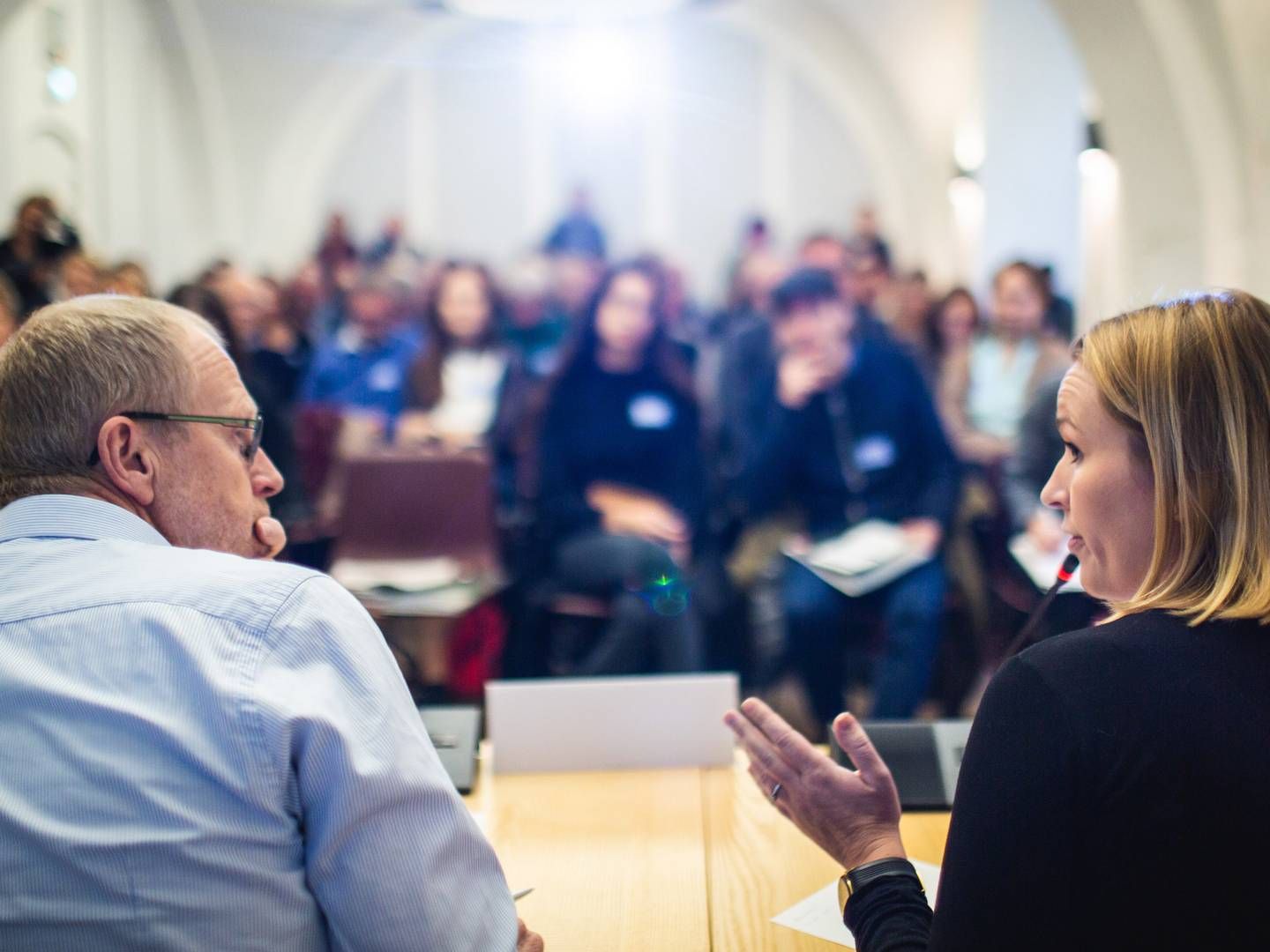 Steen Nørgaard Madsen, formand i Mejeriforeningen, og Marie-Louise Boisen Thøgersen, direktør i Tænketanken Frej. | Foto: Daniel Urhøj