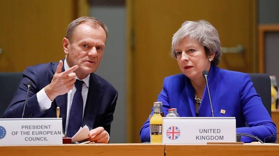 Donald Tusk og Theresa May ved dagens topmøde. | Foto: Olivier Hoslet