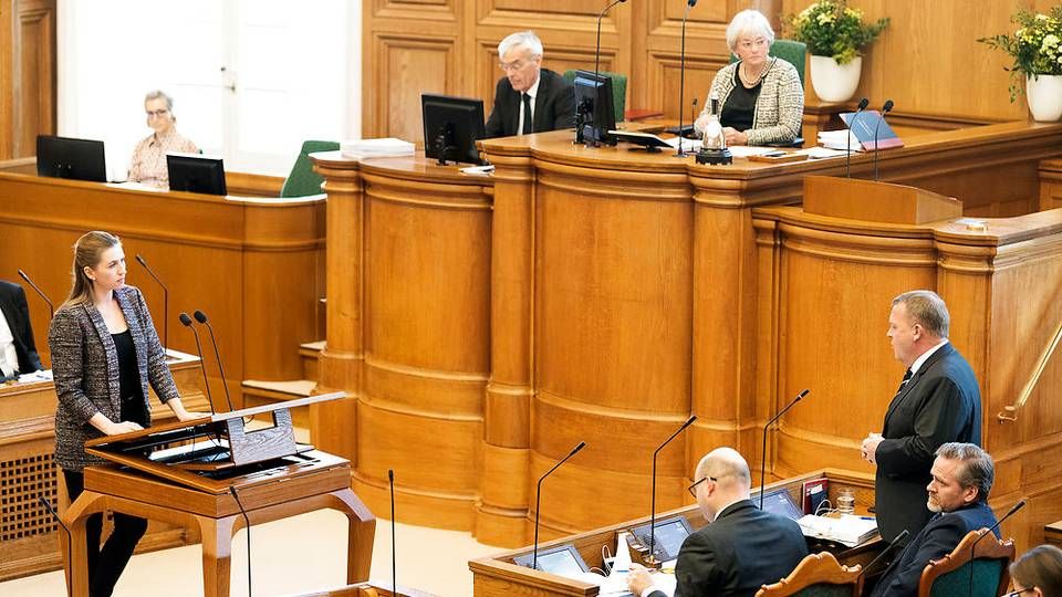 Mette Frederiksen (S) under spørgetimen i Folketinget med statsminister Lars Løkke Rasmussen, tirsdag den 27. november 2018. | Foto: Claus Bech/Ritzau Scanpix