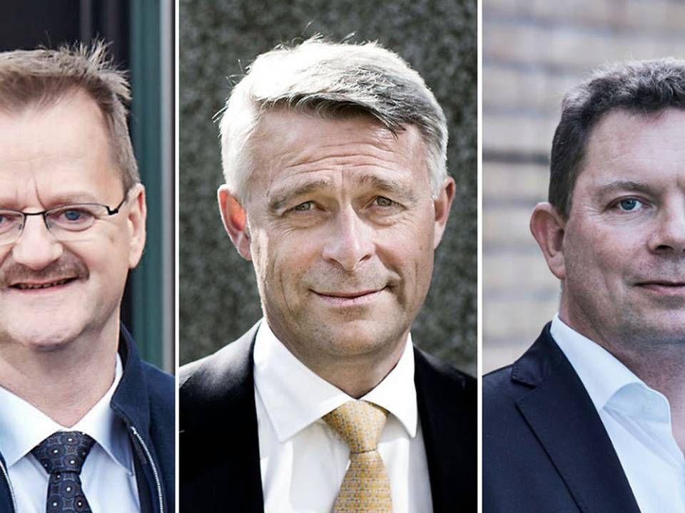 BEC-chef Kurt Nørrisgaard (tv.), SDC-boss Jesper Scharff (i midten) samt Bankdata-direktør Claus Hjort Bjerre (th.)