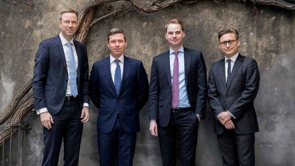 Nye partnere hos Bruun & Hjejle. Fra venstre Frederik André Bork, Gregers Gam, Rasmus Skov og Jonatan Strenov. | Foto: Bruun & Hjejle PR