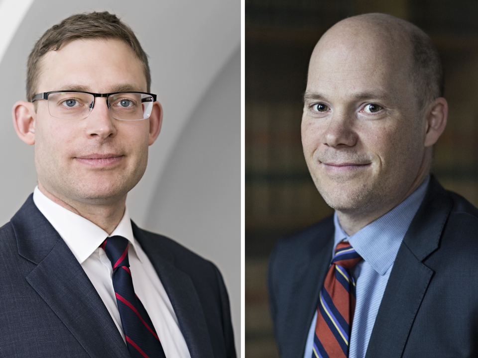 Malthe Munkøe, analysechef i Dansk Erhverv, og Michael Bremerskov Jensen, chefkonsulent i Dansk Erhverv for international handel.