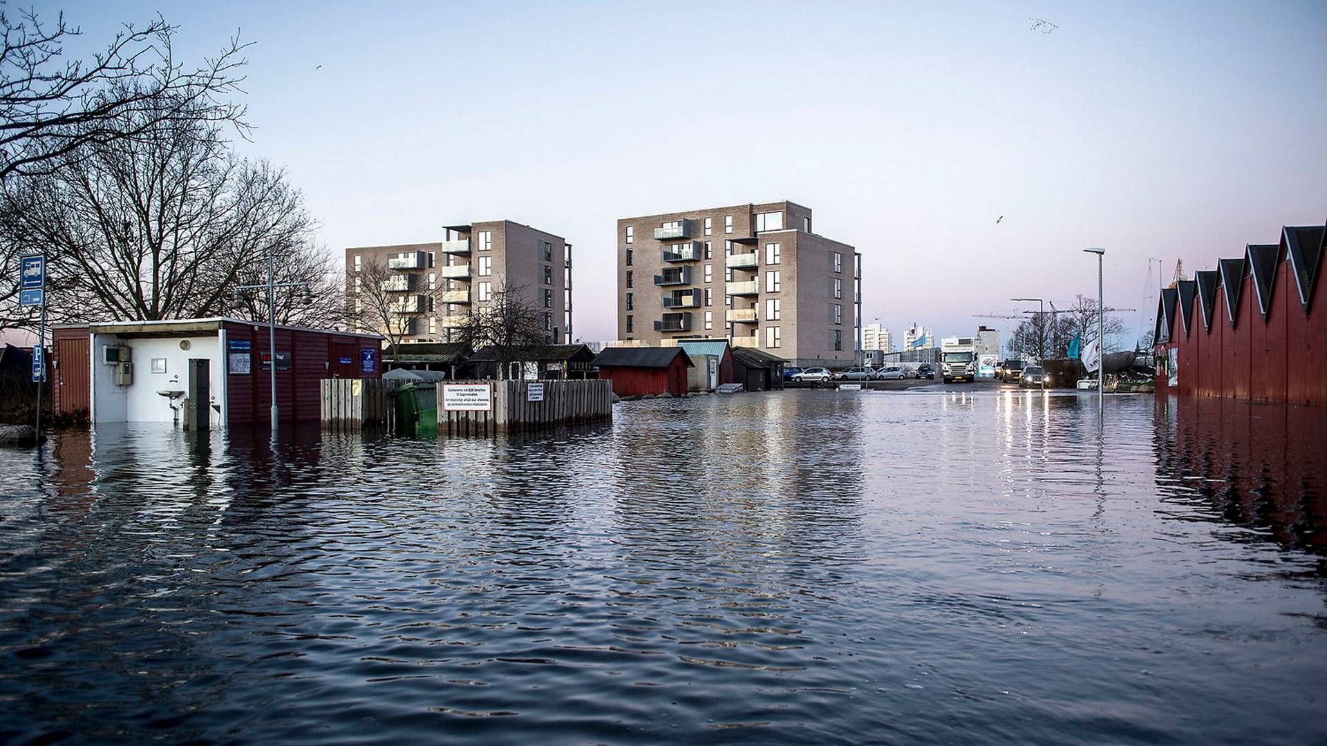Sådan så lystbådehavnen i Horsens ud onsdag 2. januar 2019 efter stormen Alfrida. | Foto: Ritzau Scanpix/Morten Pape