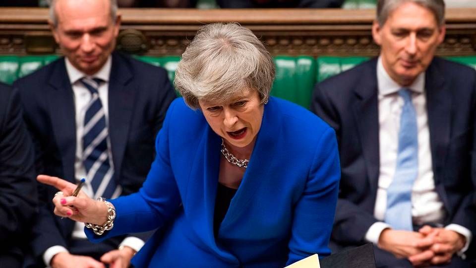 Theresa May måtte tirsdag se sin brexit-aftale blive stemt ned i det britiske underhus. | Foto: Ritzau Scanpix/AFP/Mark Duffy