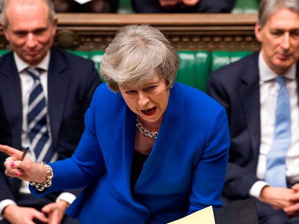 Theresa May måtte tirsdag se sin brexit-aftale blive stemt ned i det britiske underhus. | Foto: Ritzau Scanpix/AFP/Mark Duffy
