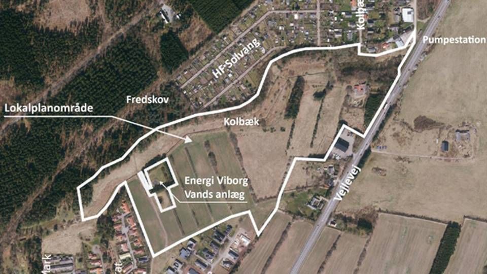 Lokalplanområdet for byggeriet ved Kolbækken syd for Viborg. | Foto: Illustration/Viborg Kommune.