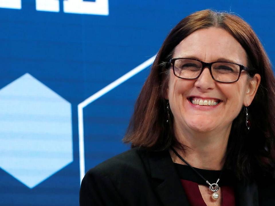 EU's handelskommissær Cecilia Malmström var i Davos til det årlige møde.