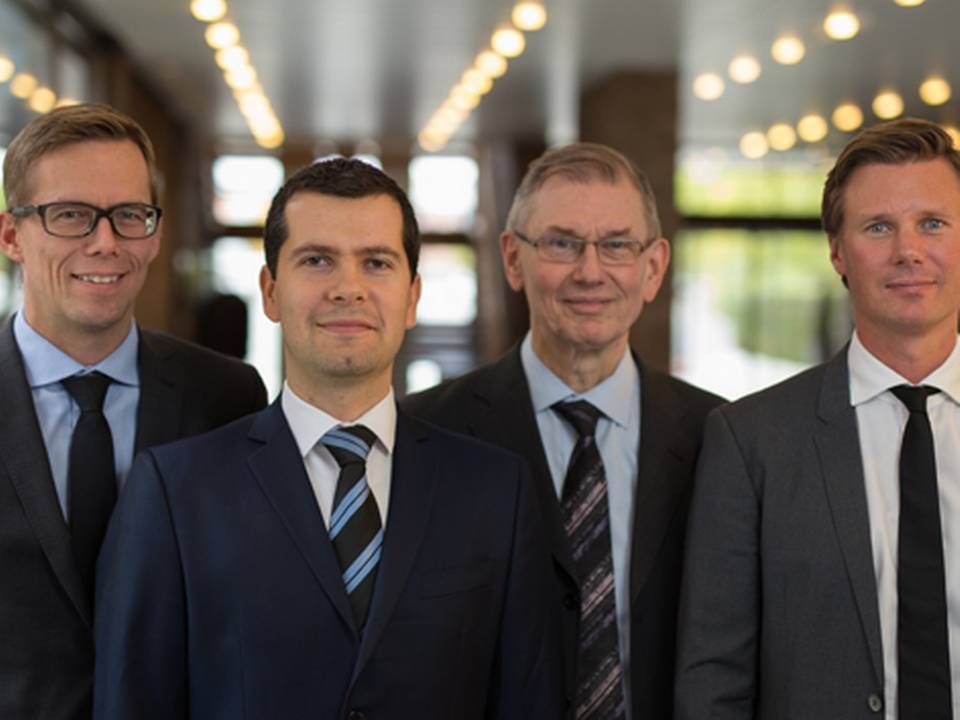 Left to right: Thomas Haugaard, Sorin Pirau, Bent Lystbæk (PM), Jacob Ellinge Nielsen (PM). The EMD HC team at Danske Bank Asset management | Photo: Danske Bank