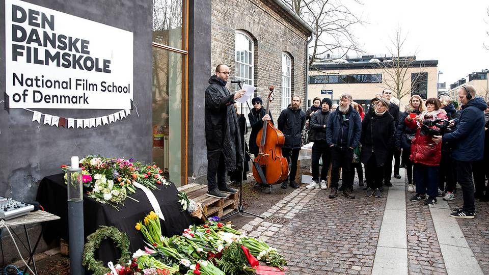 Den Danske Filmskole blev "begravet" ved en happening tidligere på måneden. | Foto: Ritzau Scanpix/Finn Frandsen