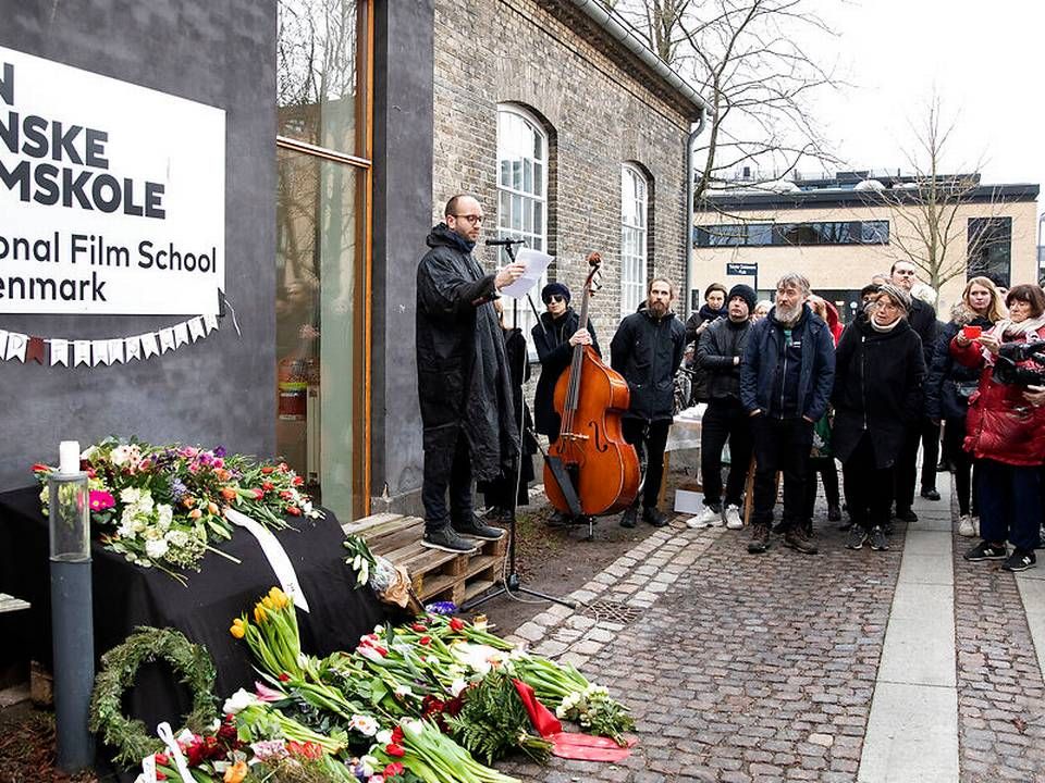 Den Danske Filmskole blev "begravet" ved en happening tidligere på måneden. | Foto: Ritzau Scanpix/Finn Frandsen