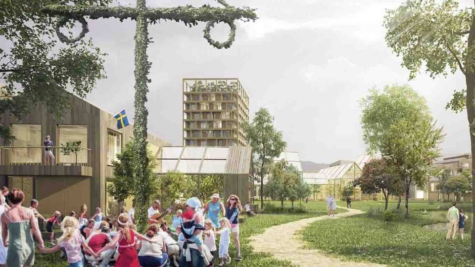 Visualisering af den store masterplan på 155.000 kvm i Gøteborg i Sverige, som den danske tegnestue Henning Larsen skal udforme. | Foto: PR.