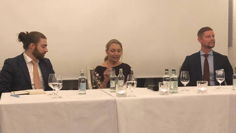 Jacob Michaelsen from Nordea (left) Ann-Charlotte Eliasson from Nasdaq and Lars Mac Key (right) are in a panel discussion during the seminar "Unlocking the green bond potential in Denmark", which was organized by Nasdaq. | Photo: Nasdaq