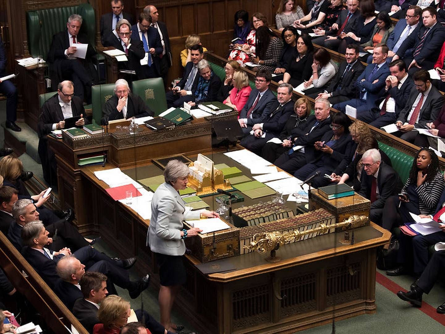 Premierminister Theresa May taler i parlamentet. | Foto: Ritzau Scanpix/UK Parliament/Mark Duffy/Handout via REUTERS
