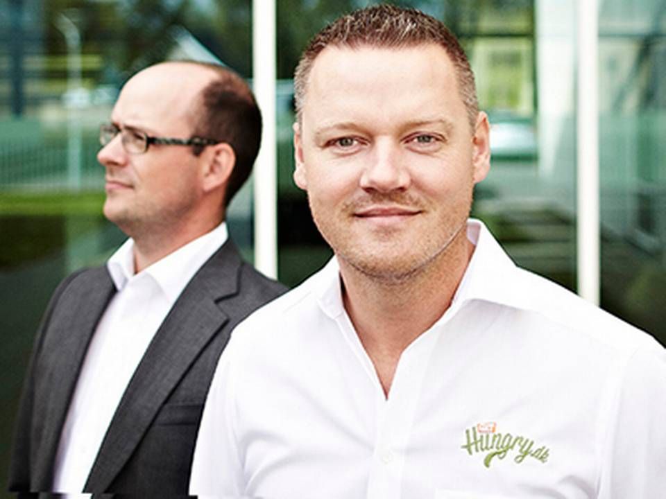 Morten Larsen stiftede Hungry i slutningen af 2012. Tidligere var han direktør i Just Eat. I baggrunden ses Rune Risom, som er direktør for den danske del af forretningen. | Foto: Hungry Group