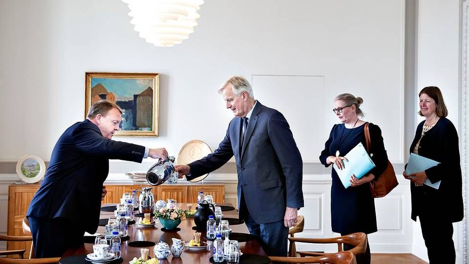 Statsminister Lars Løkke Rasmussen (V) har tirsdag haft besøg af EU's brexit-forhandler, Michel Barnier. | Foto: Ritzau Scanpix/Liselotte Sabroe