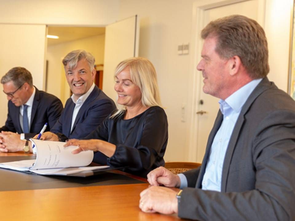 Jon Johnsen, COO i PFA, Allan Polack, adm. direktør i PFA, Anne Mette Toftegaard, adm. direktør i LB Forsikring og Jan Kamp Justesen, direktør i LB Forsikring | Foto: PR/PFA