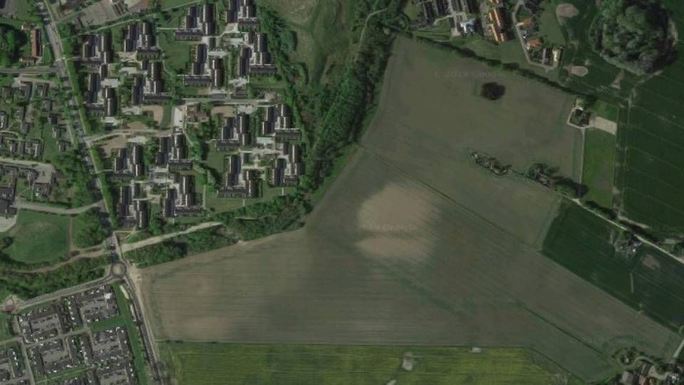 Området på 57.000 kvm bliver nærmeste nabo til rækkehusområdet "Dyssen". | Foto: Google Maps.