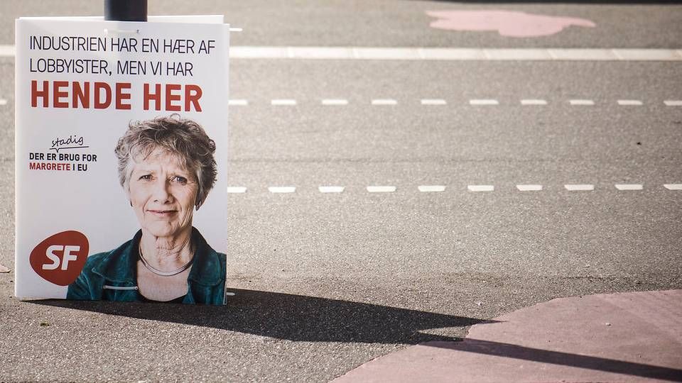 Valgplakat for Margrete Auken fra SF i København under Europaparlamentsvalget. | Foto: Kristian Djurhuus/Ritzau Scanpix