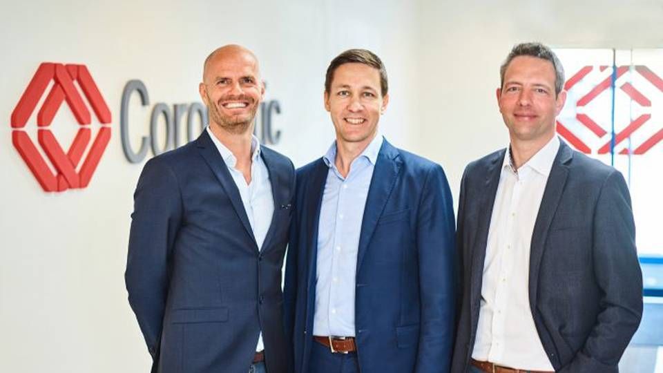 Fra venstre: Søren Schønnemann adm. direktør i Coromatic, Erik Bertman CEO i Coromatic Group, Michael Petersen tidl. adm. direktør i selskabet. | Foto: PR/Coromatic