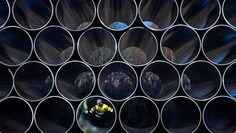 Construction of the gas pipeline Nord Stream 2 is ongoing – but the project lacks Danish approval. | Photo: Jens Büttner / AP / Ritzau Scanpix