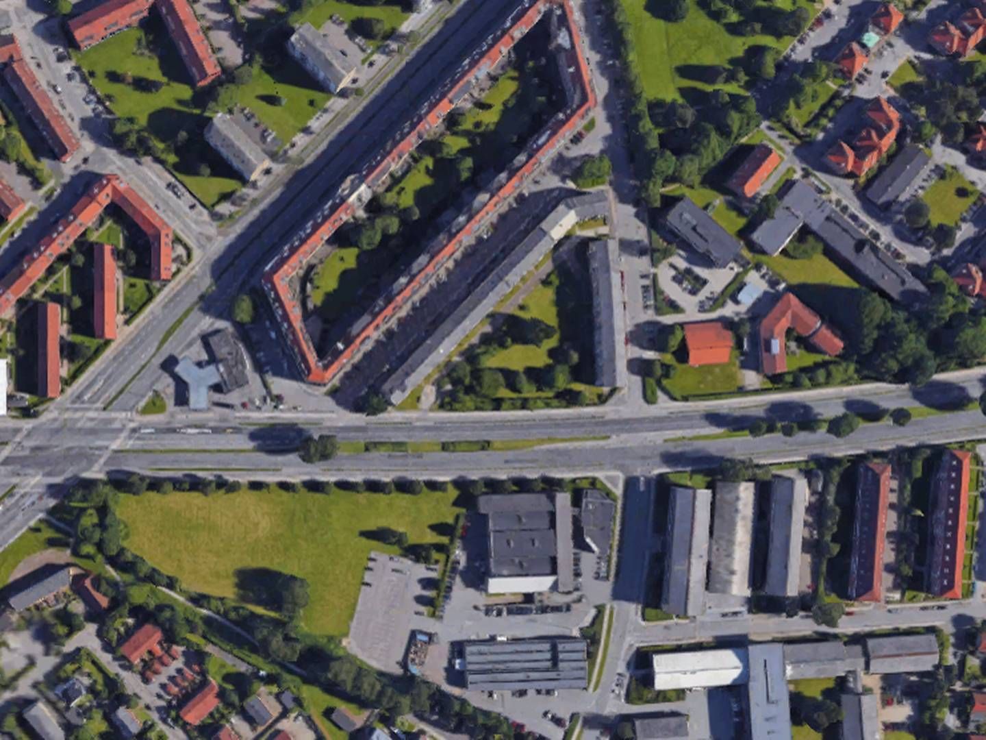 Der skal ikke bygges boliger ved Marselis Boulevard. | Foto: Google