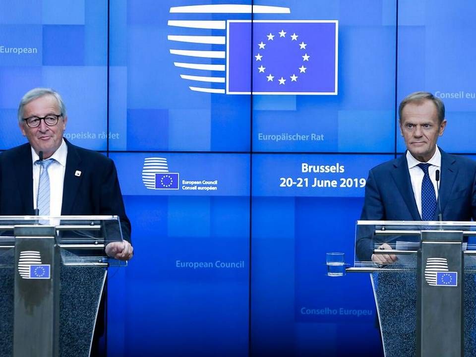Kommissionsformand Jean-Claude Juncker og EU-præsident Donald Tusk. | Foto: Ritzau Scanpix/AFP/Aris Oikonomou