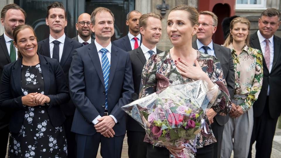 Mette Frederiksen kom ikke telebranchen i møde, da hun torsdag præsenterede sin nye regering på Amalienborg Slotsplads. | Foto: Mads Claus Rasmussen / Ritzau Scanpix