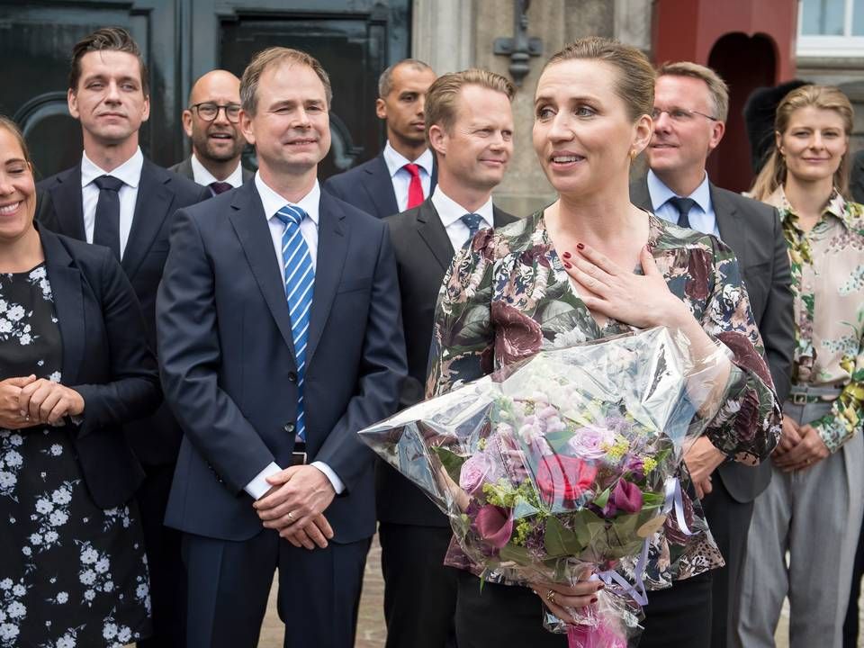 Mette Frederiksen kom ikke telebranchen i møde, da hun torsdag præsenterede sin nye regering på Amalienborg Slotsplads. | Foto: Mads Claus Rasmussen / Ritzau Scanpix