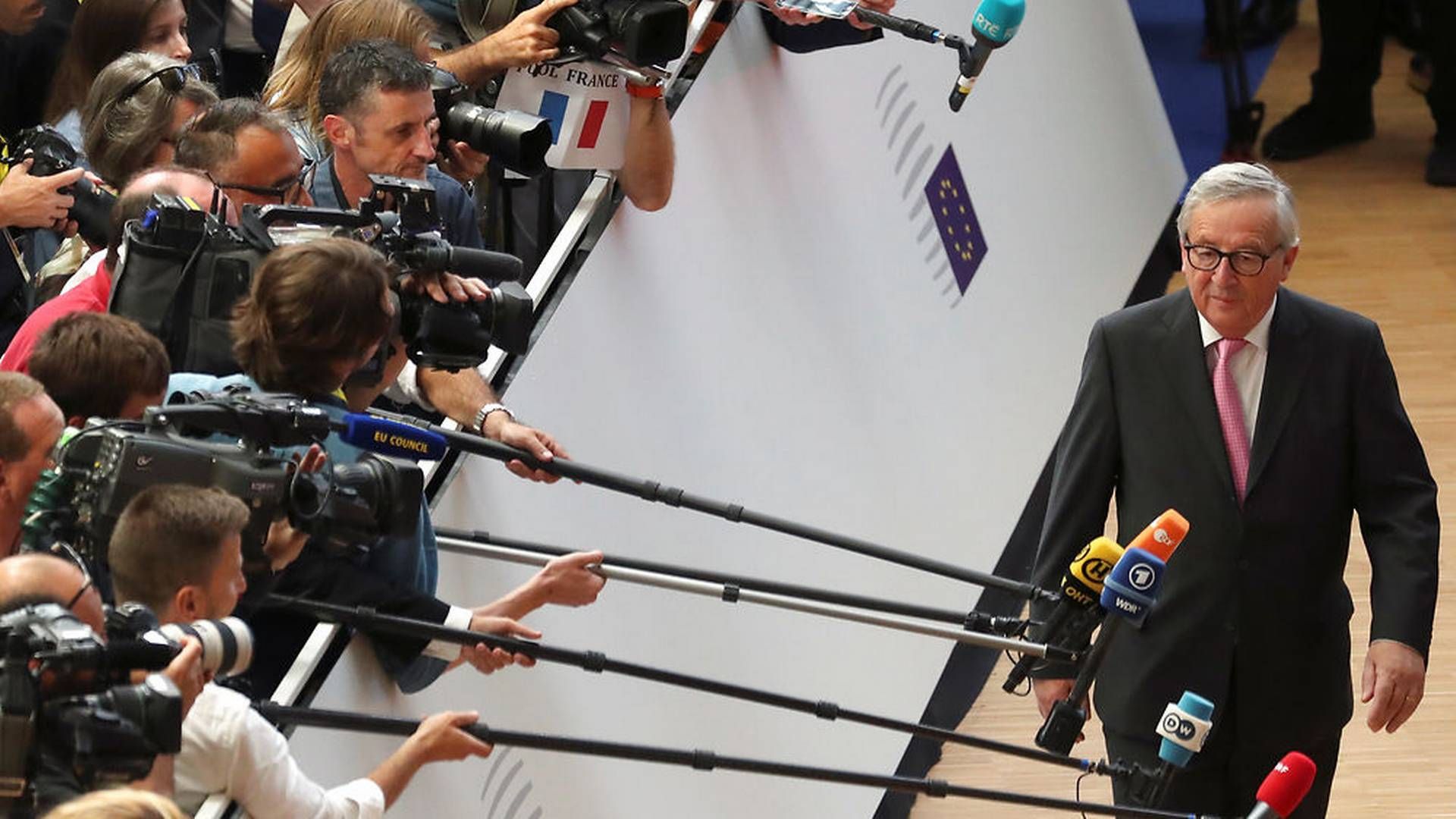 EU's stats- og regeringschefer forhandler stadig om at finde en afløser til Jean-Claude Juncker, der her ankommer til mødet. | Foto: Yves Herman / Reuters / Ritzau Scanpix