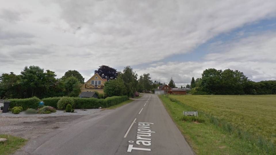 Det er i den nordlige del af Taulov ved Tårupvej, at der bliver opført nye rækkehuse. | Foto: Google Maps.