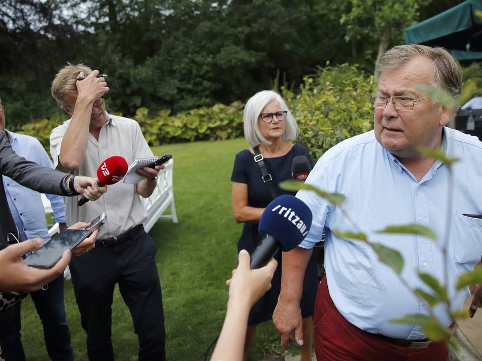 Venstre holder pressemøde vedsommergruppemødet. Venstres Claus Hjort Frederiksen taler med pressen. | Foto: Jens Dresling/Ritzau Scanpix