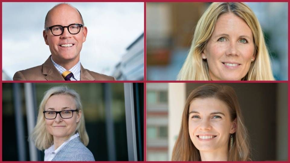 From top left: SEB's Hans Ek, Nordea's' Katarina Hammar, DNB's Janicke Scheele and OP Financial Group's Annika Manninen. | Photo: PR / SEB, Nordea, DNB, OP.