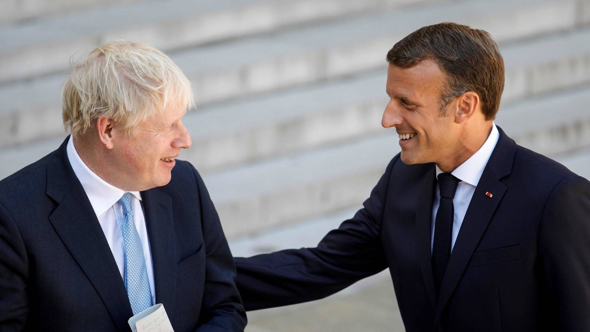 Den britiske premierminister, Boris Johnson, kunne under pressemøde med præsident Emmanuel Macron ikke henvise til en konkrete regeringsplan for en irsk løsning på brexit. | Foto: Geoffroy van der Hasselt/AFP / AFP/Ritzau Scanpix