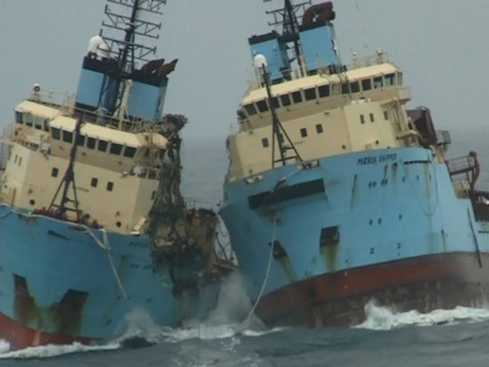 Maersk Shipper og Maersk Searcher blev slæbt efter et tredje skib, da de forulykkede. Det trejde skib Maersk Battler sejlede videre til Tyrkiet, hvor det blev ophugget. | Foto: Privatfoto / Den Maritime Havarikommission