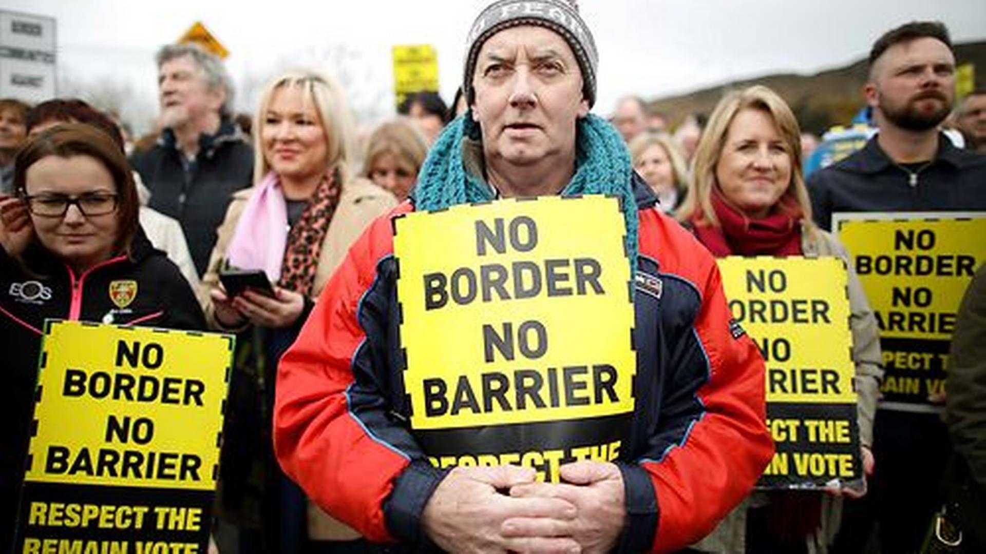 Flere er nervøse for, hvad et hårdt brexit vil betyde for grænsen mellem Irland og Nordirland. | Foto: Paul Faith/AFP/Ritzau Scanpix