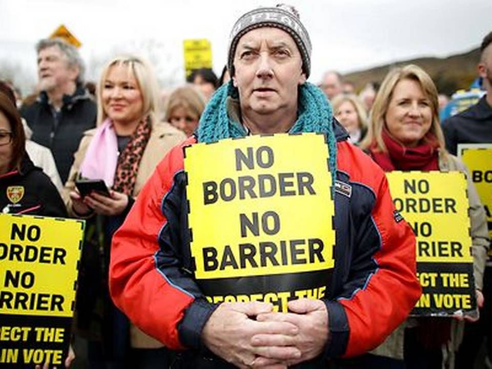 Flere er nervøse for, hvad et hårdt brexit vil betyde for grænsen mellem Irland og Nordirland. | Foto: Paul Faith/AFP/Ritzau Scanpix