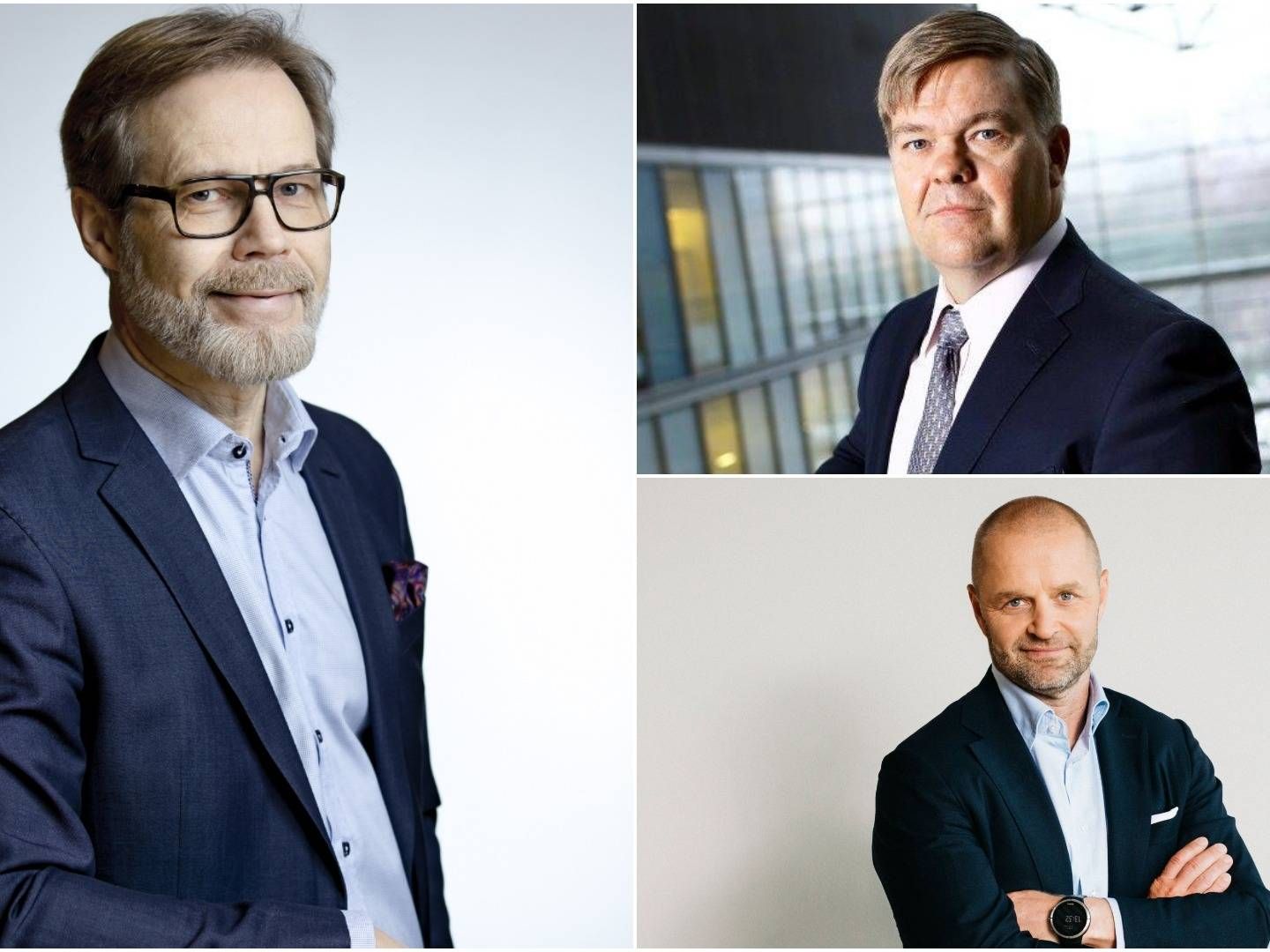 Elo Mutual Pensions Director of Unlisted Investments Timo Stenius (left), Ilmarinen CIO Mikko Mursula (right top) and Varma CIO Reima Rytsölä (right bottom) | Photo: PR ELO / Junnu Lusa / PR Ilmarinen
