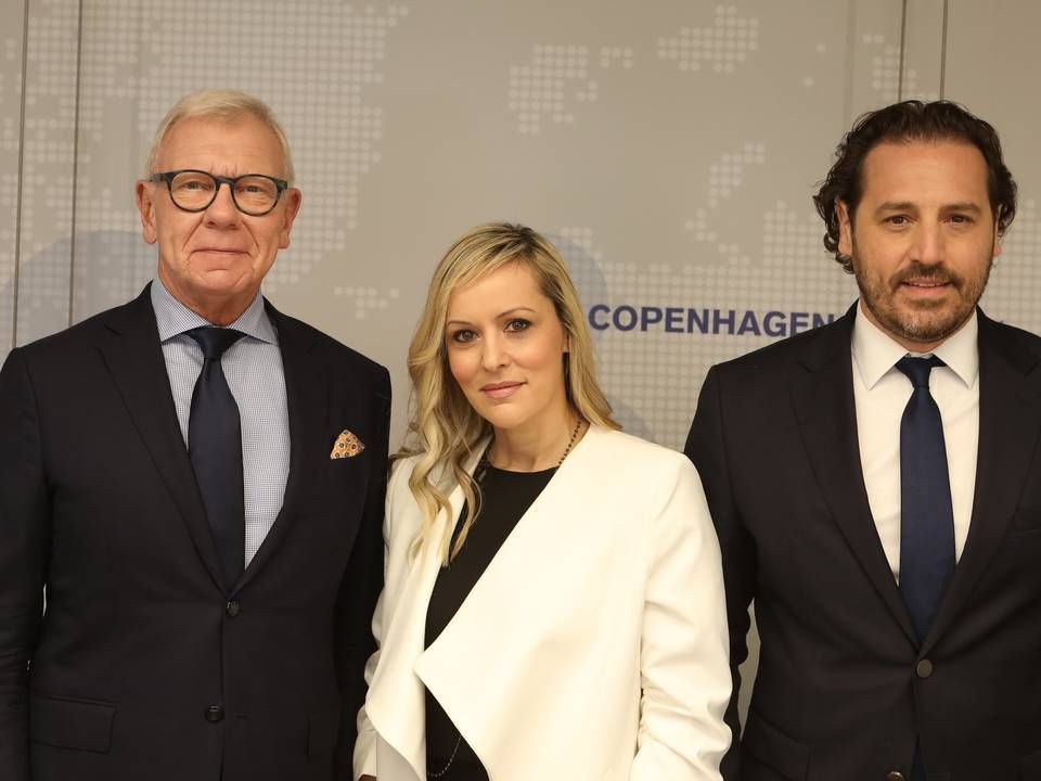Danish Torben Janholt is CEO of Greek shipping company Pioneer Marine. This picture shows Janholt along with the rest of the company's management team, CFO Korinna Tapaktsoglou and COO Jim Papoulis. | Photo: PR/Pioneer Marine